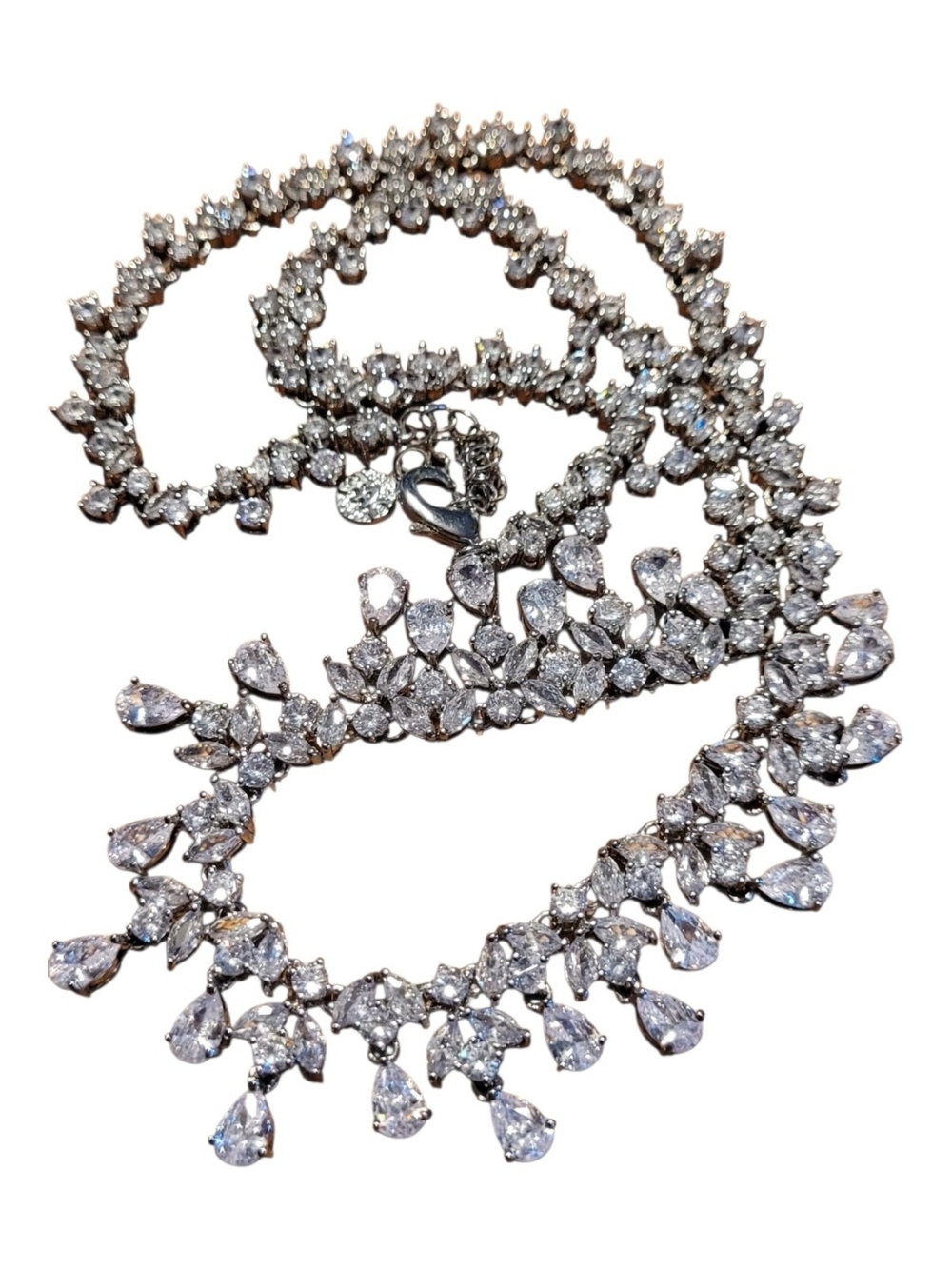 Silver Teardrop Crystal Collar Necklace - Women Jewelry